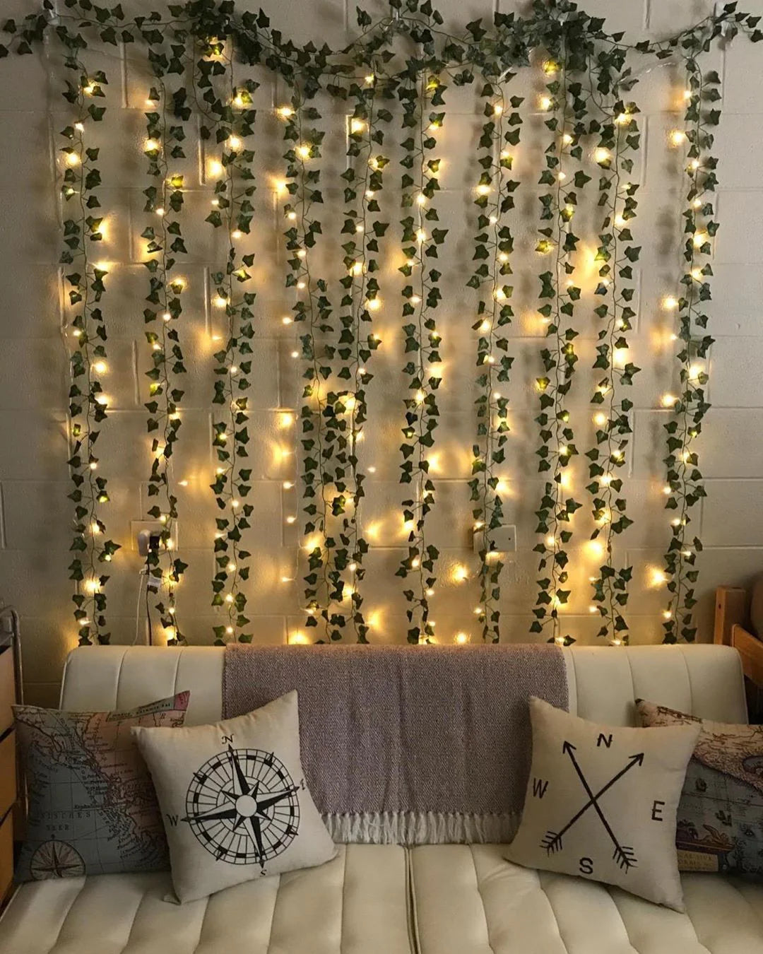 LED olive green fake leaf/Vine string lights