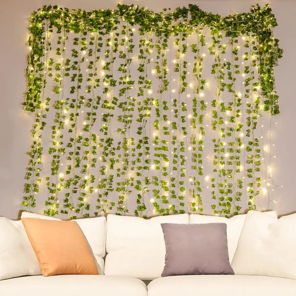 LED olive green fake leaf/Vine string lights