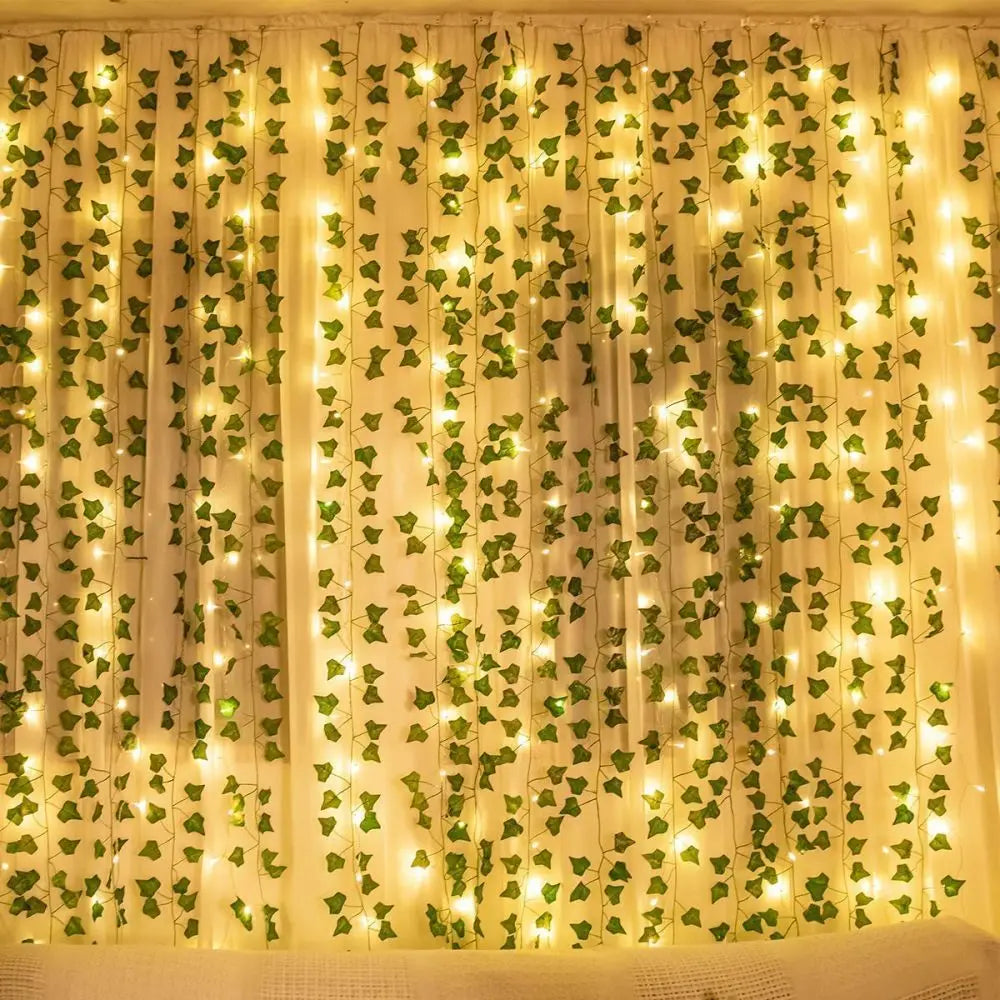 LED olive green fake leaf/Vine string lights