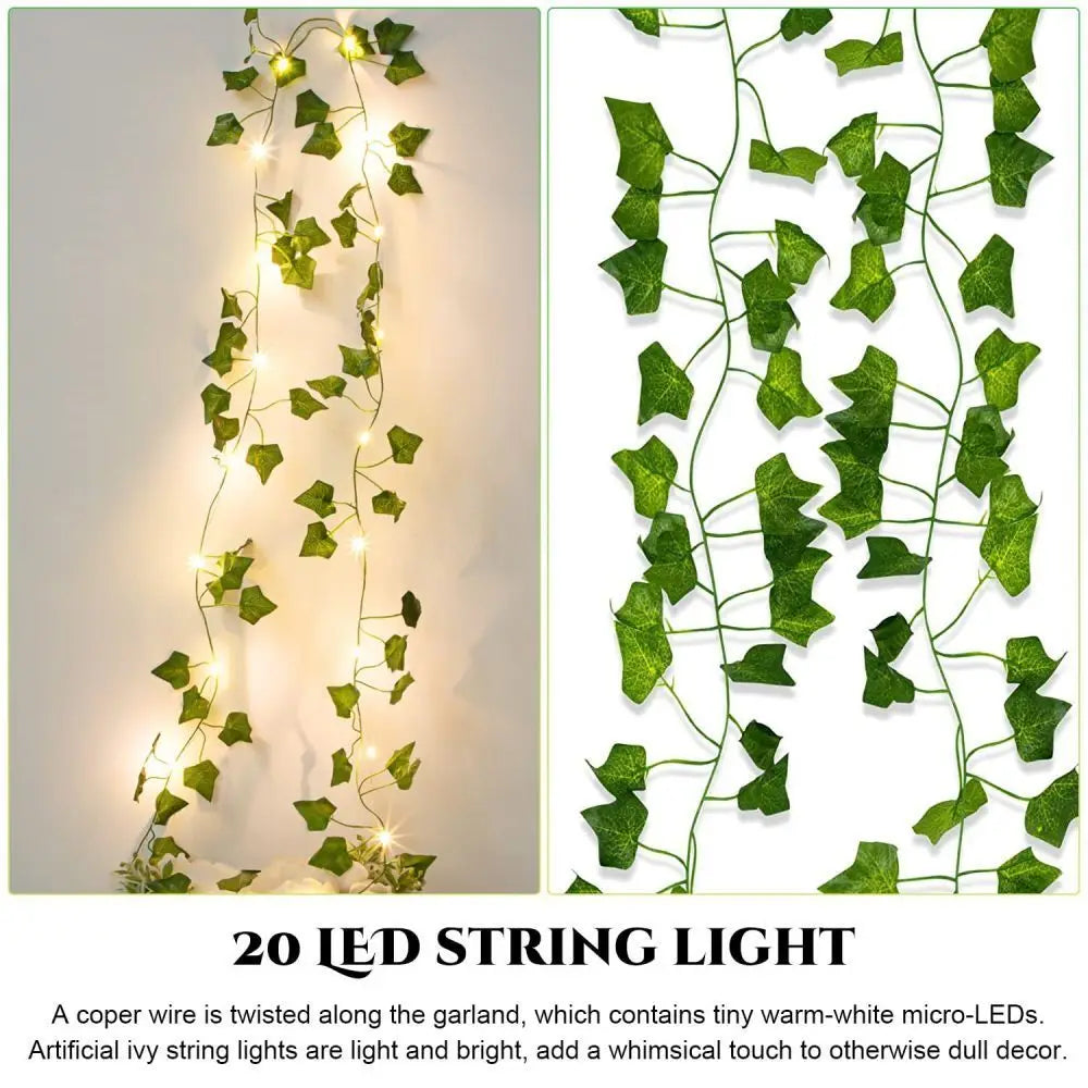 LED olive green fake leaf/Vine string lights