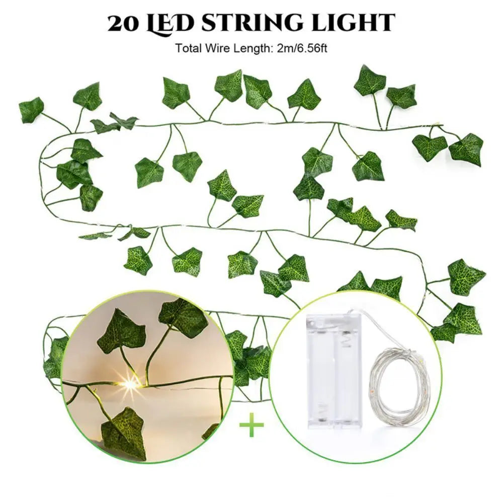 LED olive green fake leaf/Vine string lights